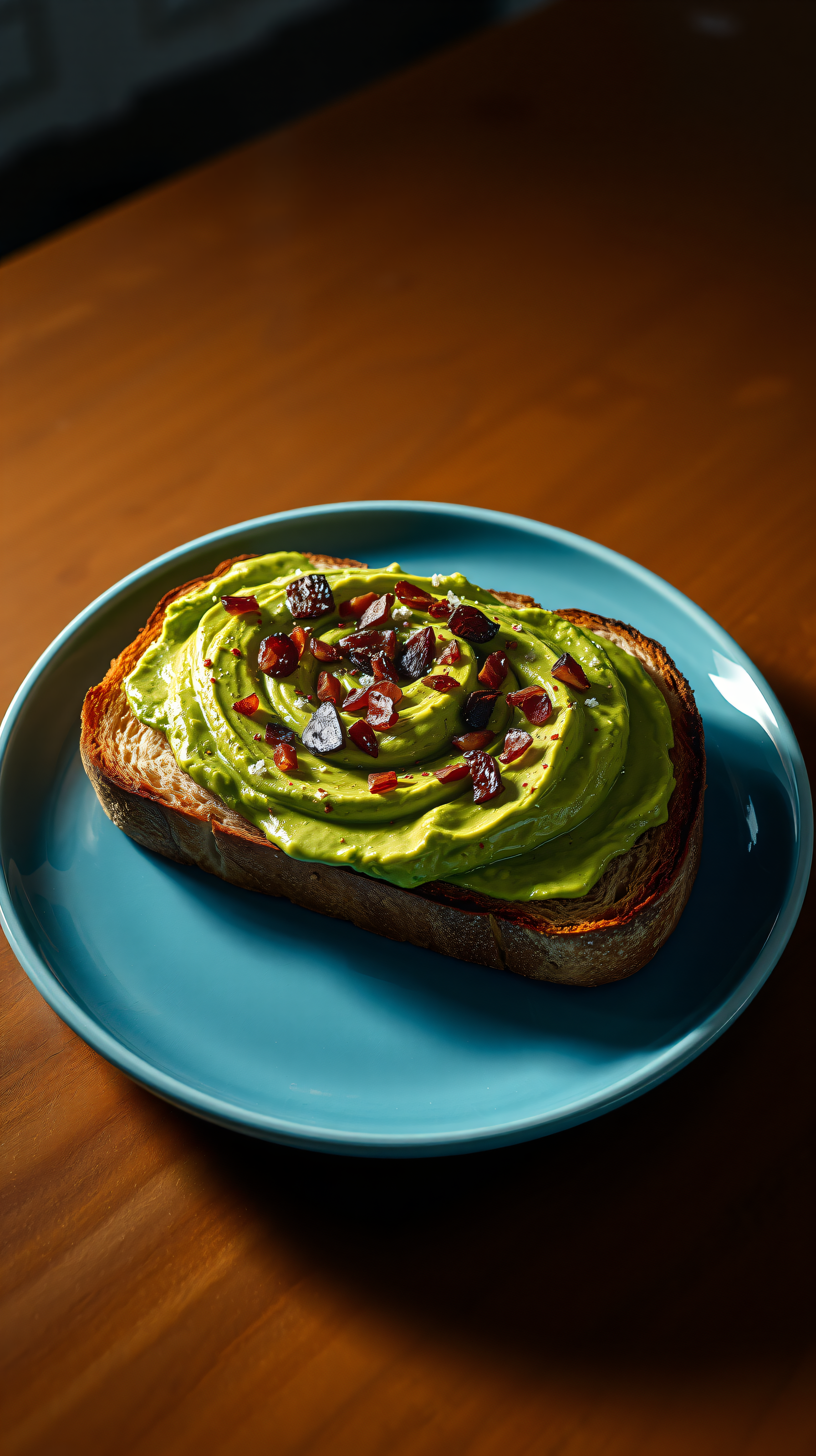 Vibrant Avocado Toast on Teal Plate Wallpaper, avocado toast, food, healthy, green, teal, breakfast
