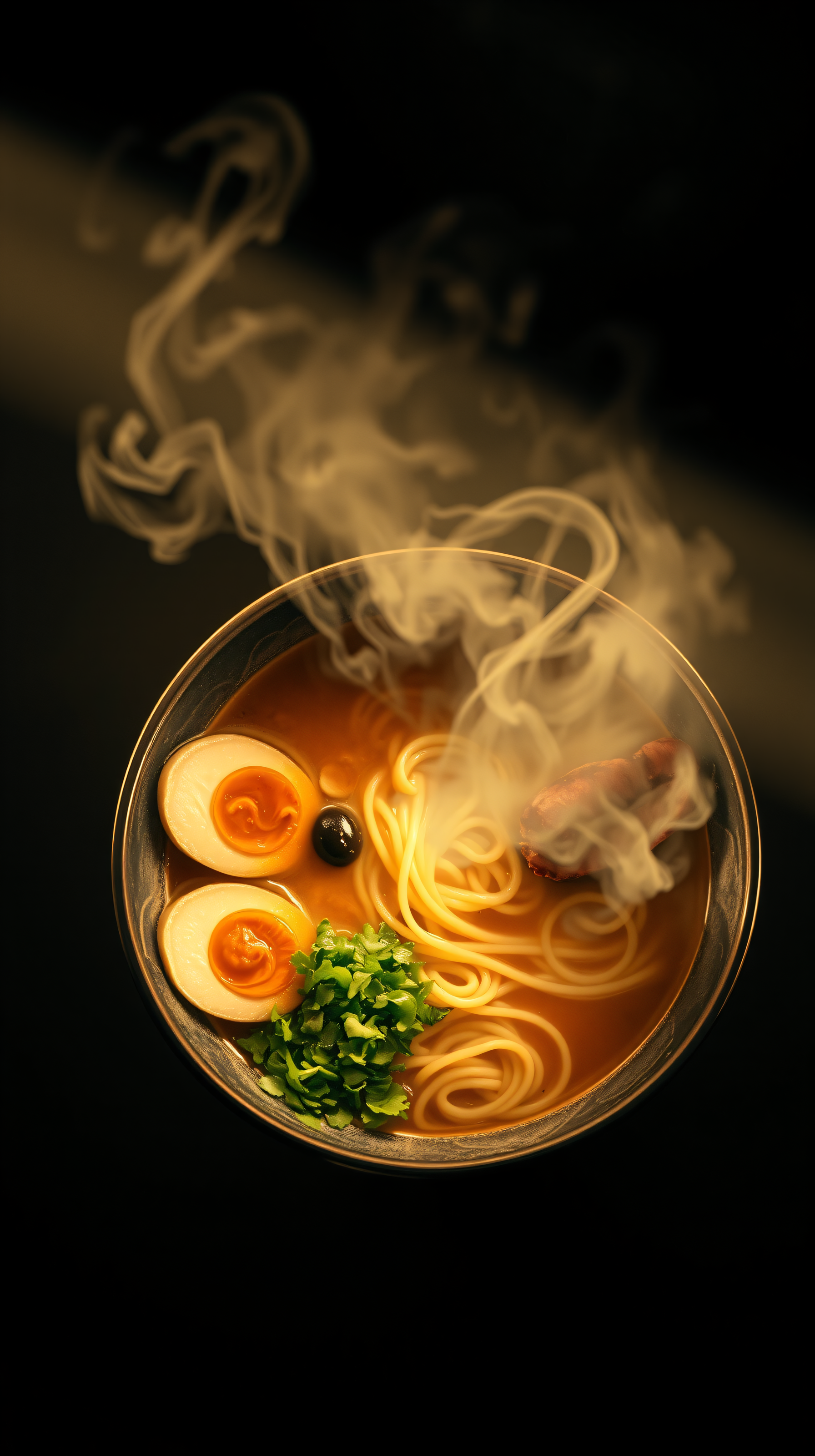 Steaming Ramen Bowl with Soft-Boiled Eggs, ramen, noodles, food, japanese food, steaming, hot