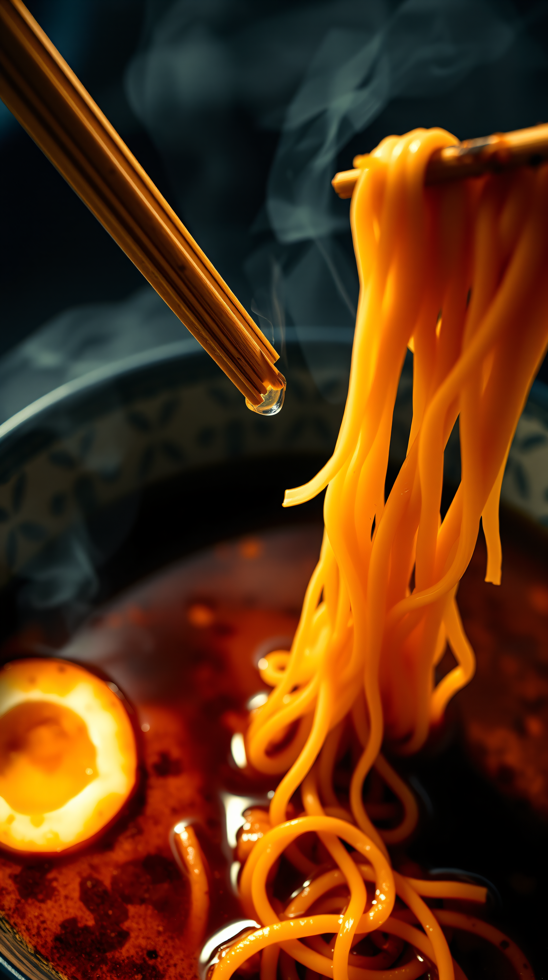 Steaming Hot Ramen Noodles with Chopsticks, ramen, noodles, hot food, steam, chopsticks, japanese food