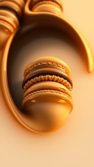 Golden Macaron Abstract 3D Render Wallpaper