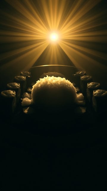 Golden Light Rice Bowl Aesthetic Wallpaper
