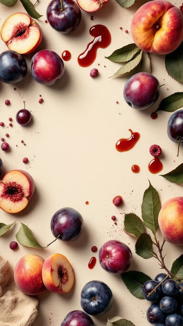 Fresh Peaches & Plums Aesthetic Wallpaper