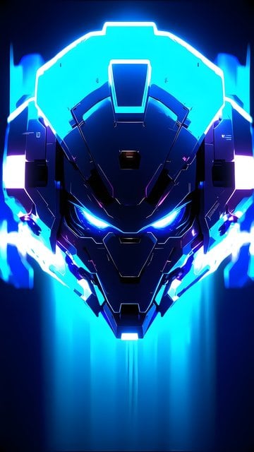 Electric Blue Robot Face Sci-Fi Mobile Background