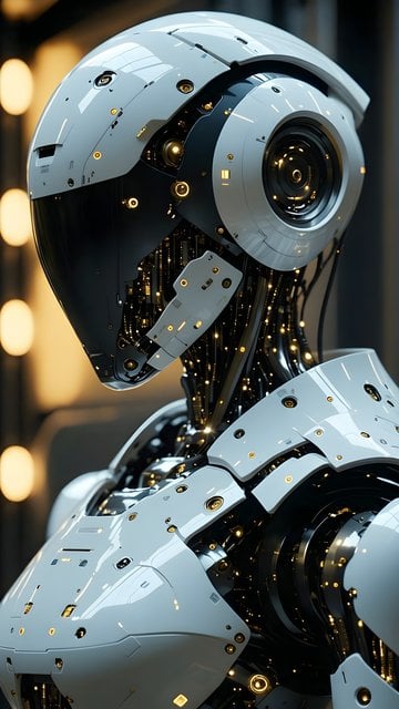 Sleek White Robot AI Wallpaper for Phone