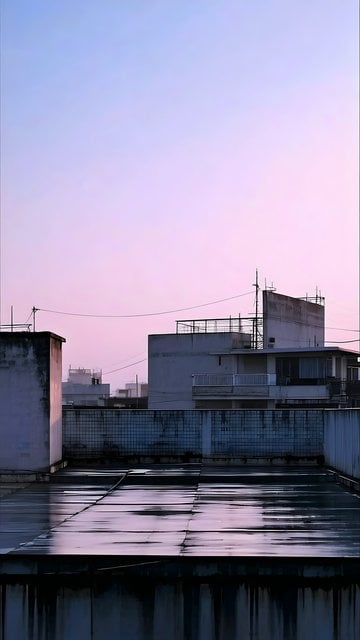 Pink Sky Urban Rooftops Aesthetic Mobile Wallpaper