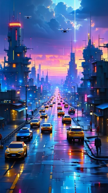 미래 도시의 야경