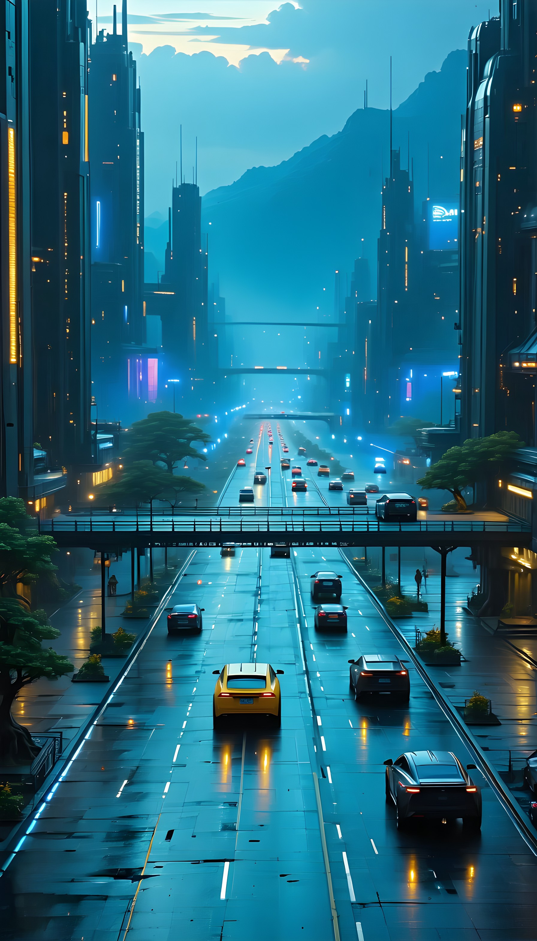 Sci-Fi City Highway Night - Futuristic Urban Wallpaper, futuristic, cityscape, neon, cyberpunk, highway, urban night