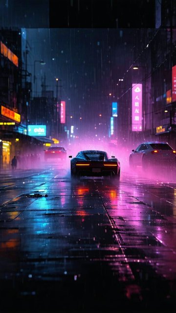 비오는 도시의 밤 풍경