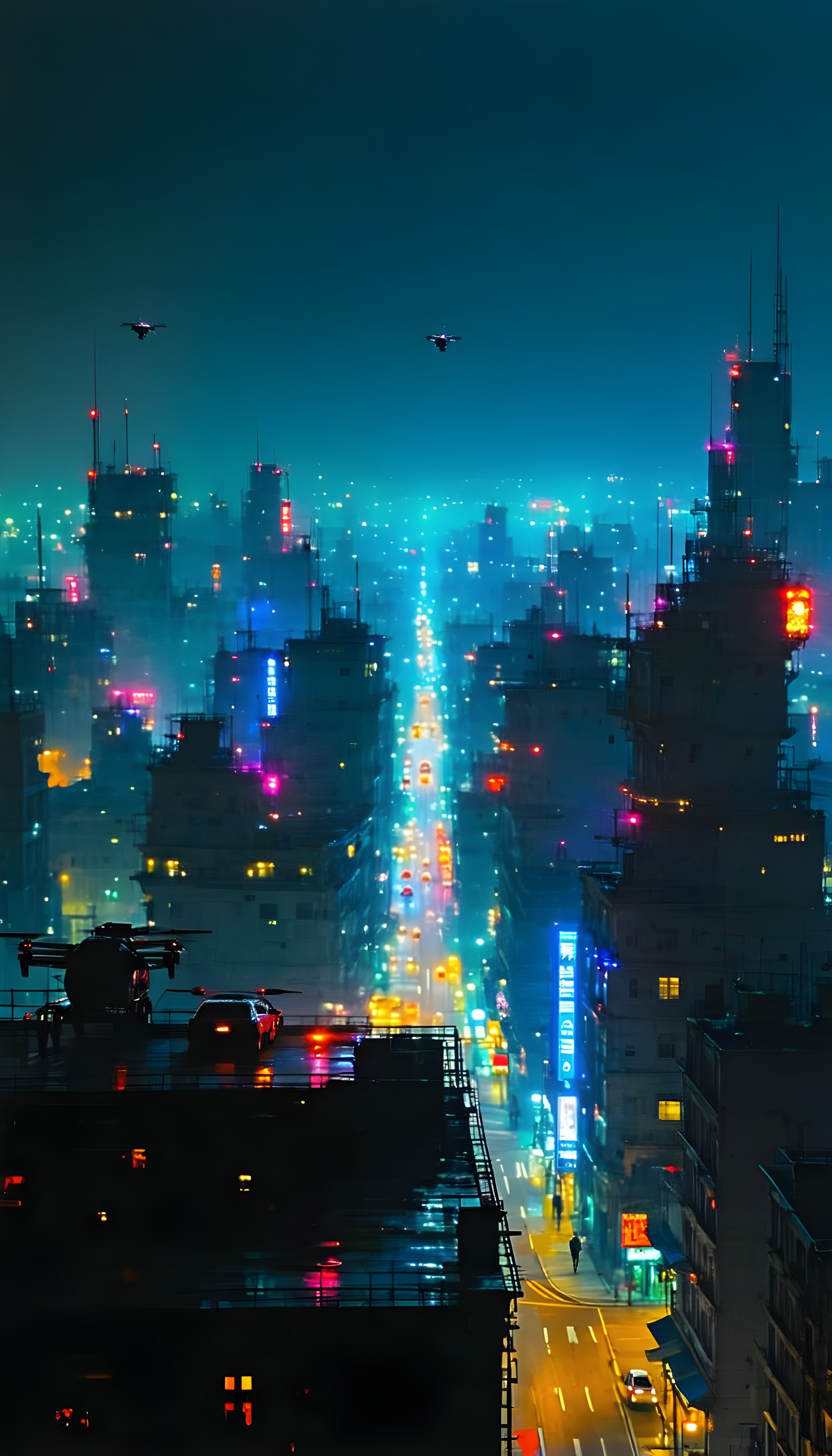 Vibrant Cyberpunk City Night Mobile Wallpaper, cyberpunk, futuristic city, neon lights, night city, urban, sci-fi