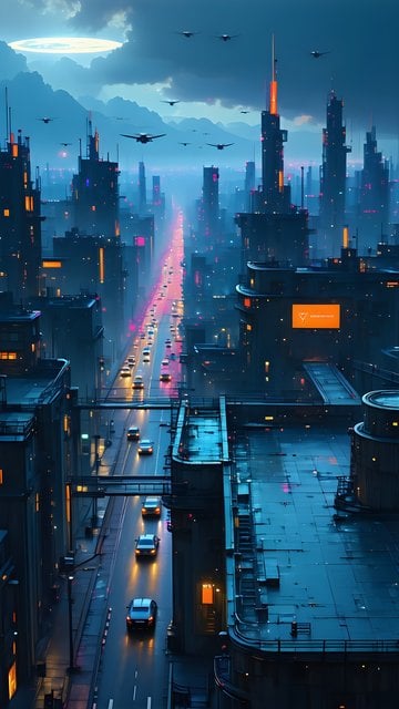 Cyberpunk Cityscape Night: Neon Urban Future Wallpaper