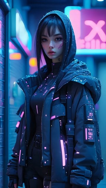Cyberpunk Girl Neon Aesthetic Mobile Wallpaper
