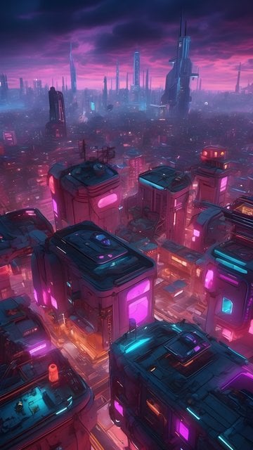 Neon Cyberpunk Metropolis at Night Wallpaper