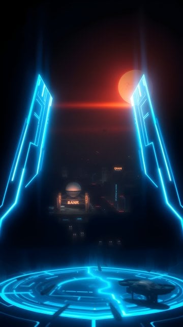 Neon Cyberpunk City Gateway Mobile Wallpaper