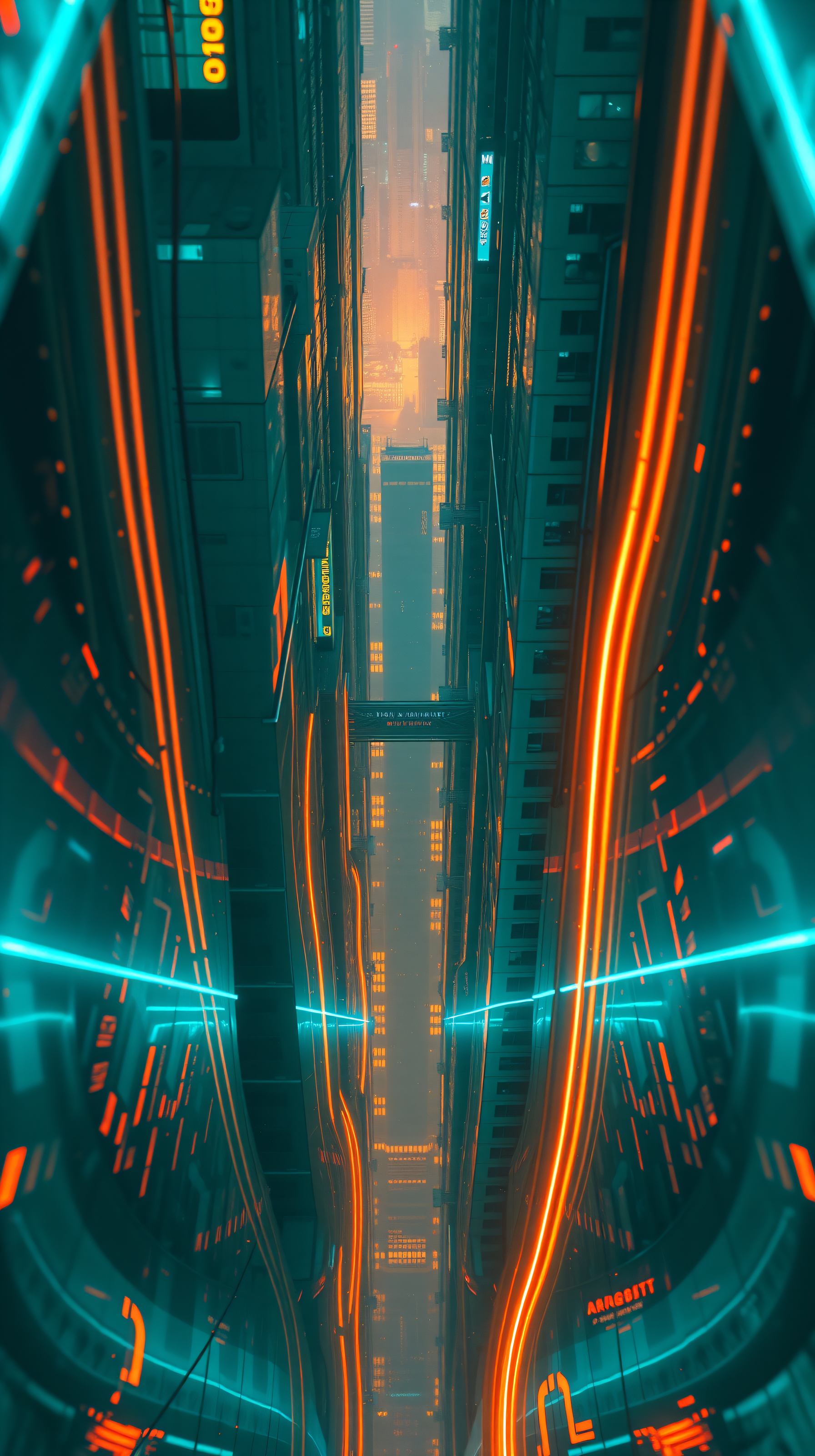 Cyberpunk City Alley Neon Glow Wallpaper, cyberpunk, futuristic, cityscape, neon, urban, sci-fi