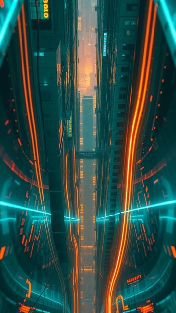 Cyberpunk City Alley Neon Glow Wallpaper