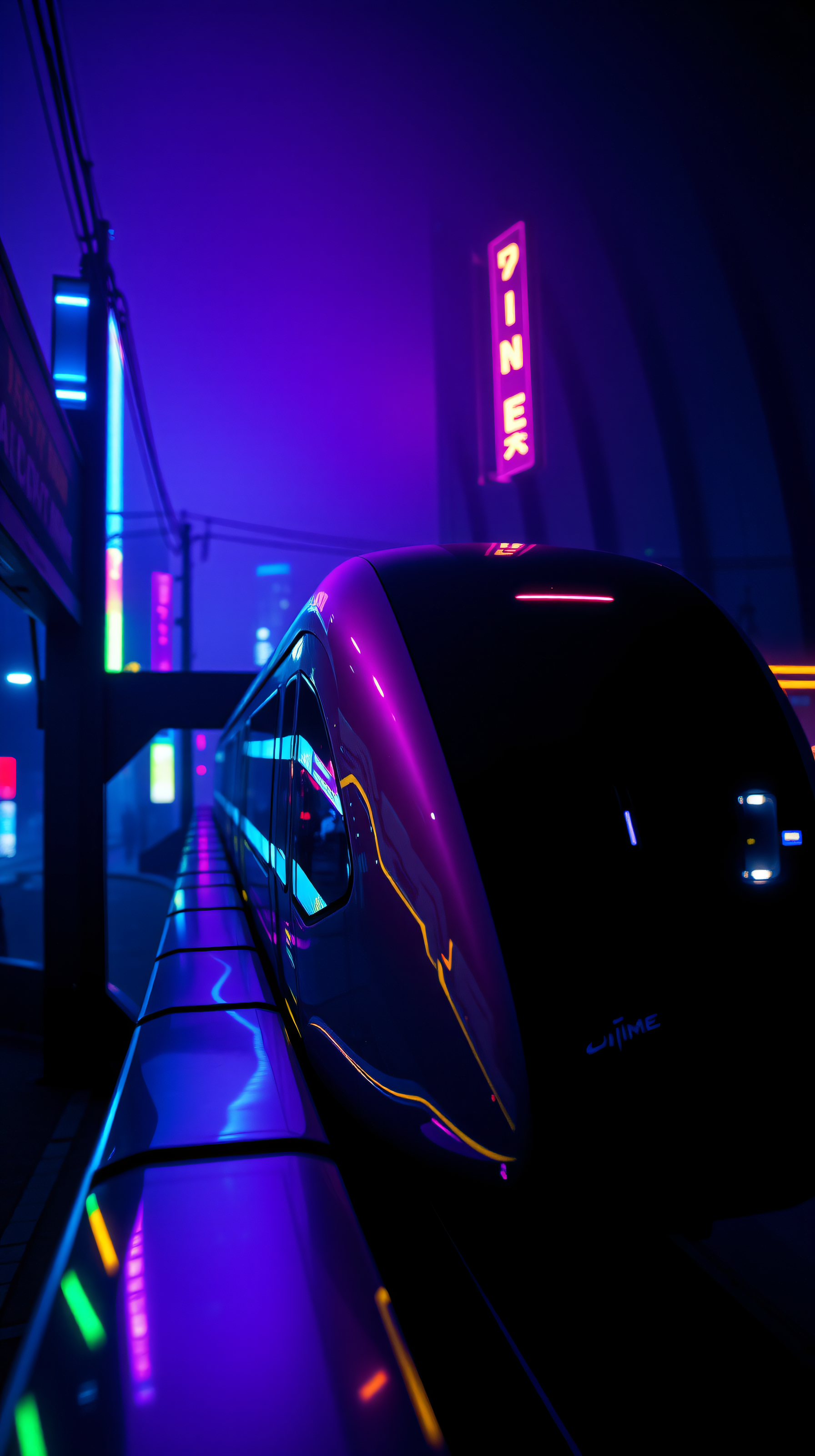 Neon Cyberpunk Train: Futuristic City Night Wallpaper, cyberpunk, neon, futuristic, train, cityscape, night