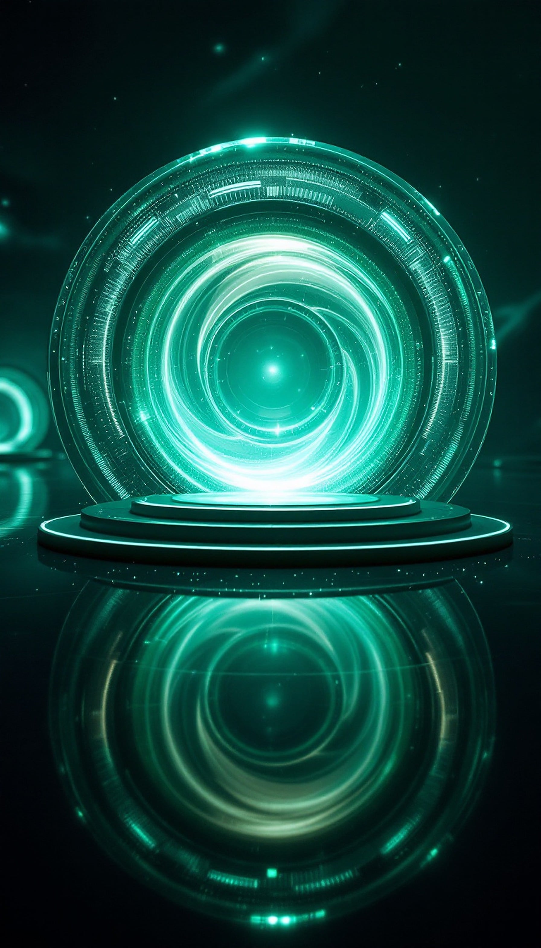 Abstract Glowing Green Portal Sphere, glowing sphere, abstract, futuristic, green light, sci-fi, portal