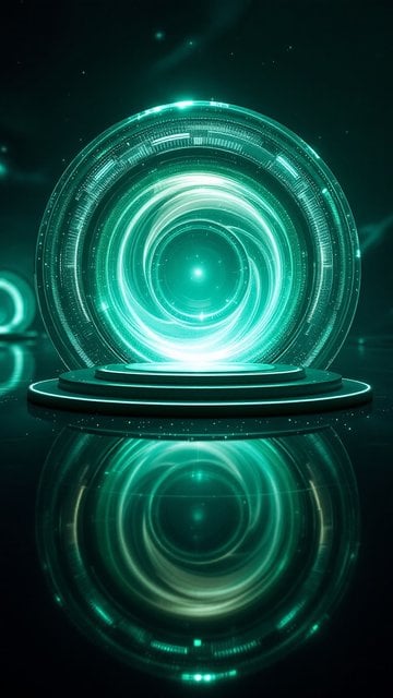 Abstract Glowing Green Portal Sphere
