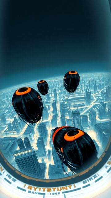 Futuristic Orbs Above Neon Cyber City