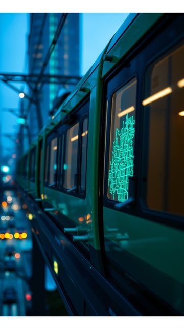 Cyberpunk City Train at Night Wallpaper