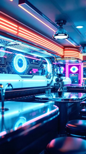 Neon Cyber Diner: Futuristic Synthwave Aesthetic