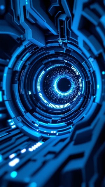 Cybernetic Eye Abstract Blue Technology Wallpaper