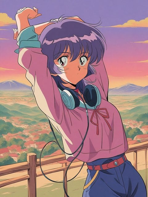 Anime Girl Sunset View Wallpaper