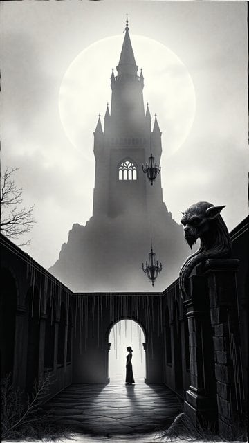 Gothic Moonlight Castle with Elegant Silhouette