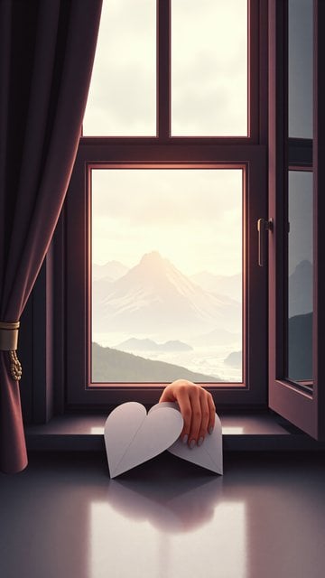 Romantic Mountain Sunrise Window View Wallpaper