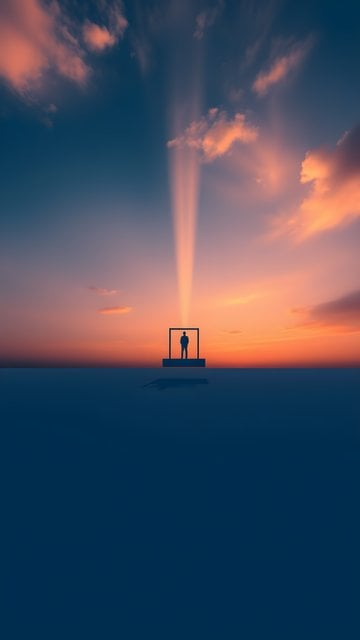 Minimalist Sunset God Rays Silhouette Wallpaper