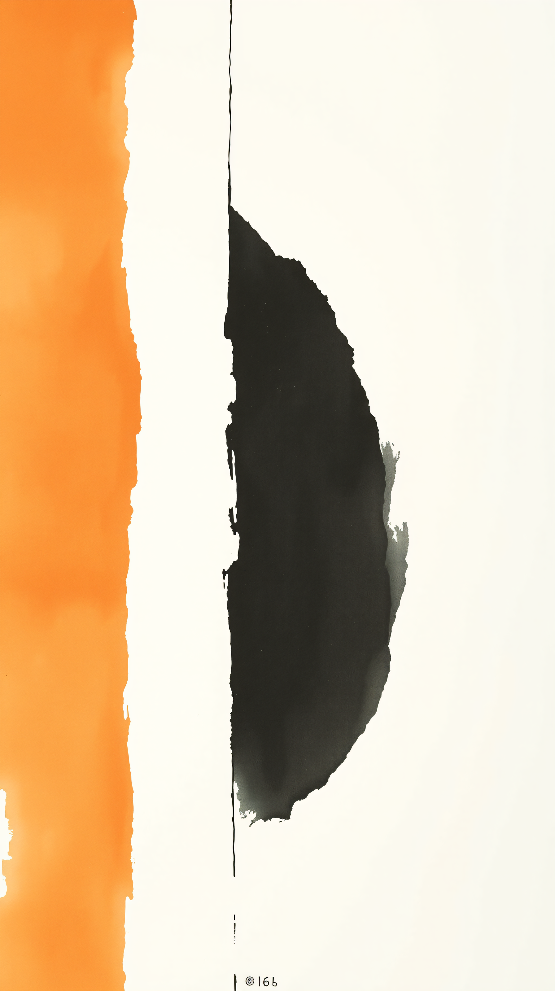 Minimal Abstract Ink Art: Orange & Charcoal, abstract, minimalist, ink wash, orange, charcoal, cream