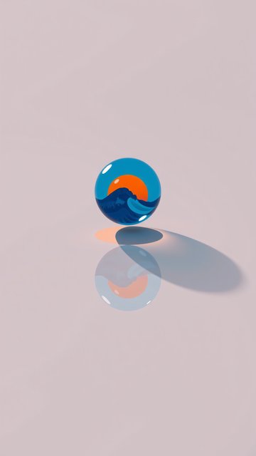Minimal Ocean Sunset Orb Wallpaper