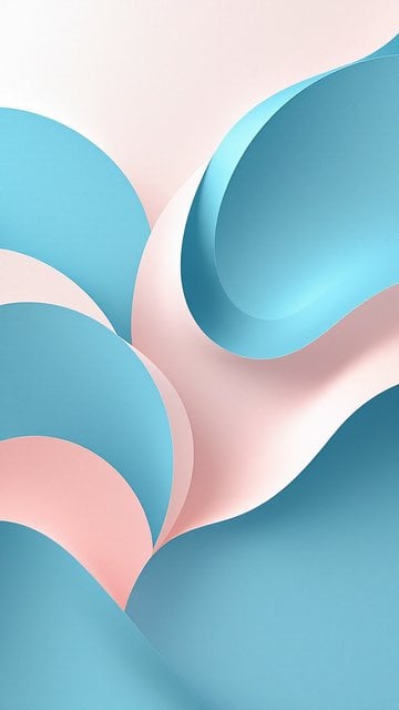Minimal Pastel Pink & Blue Abstract Paper Waves