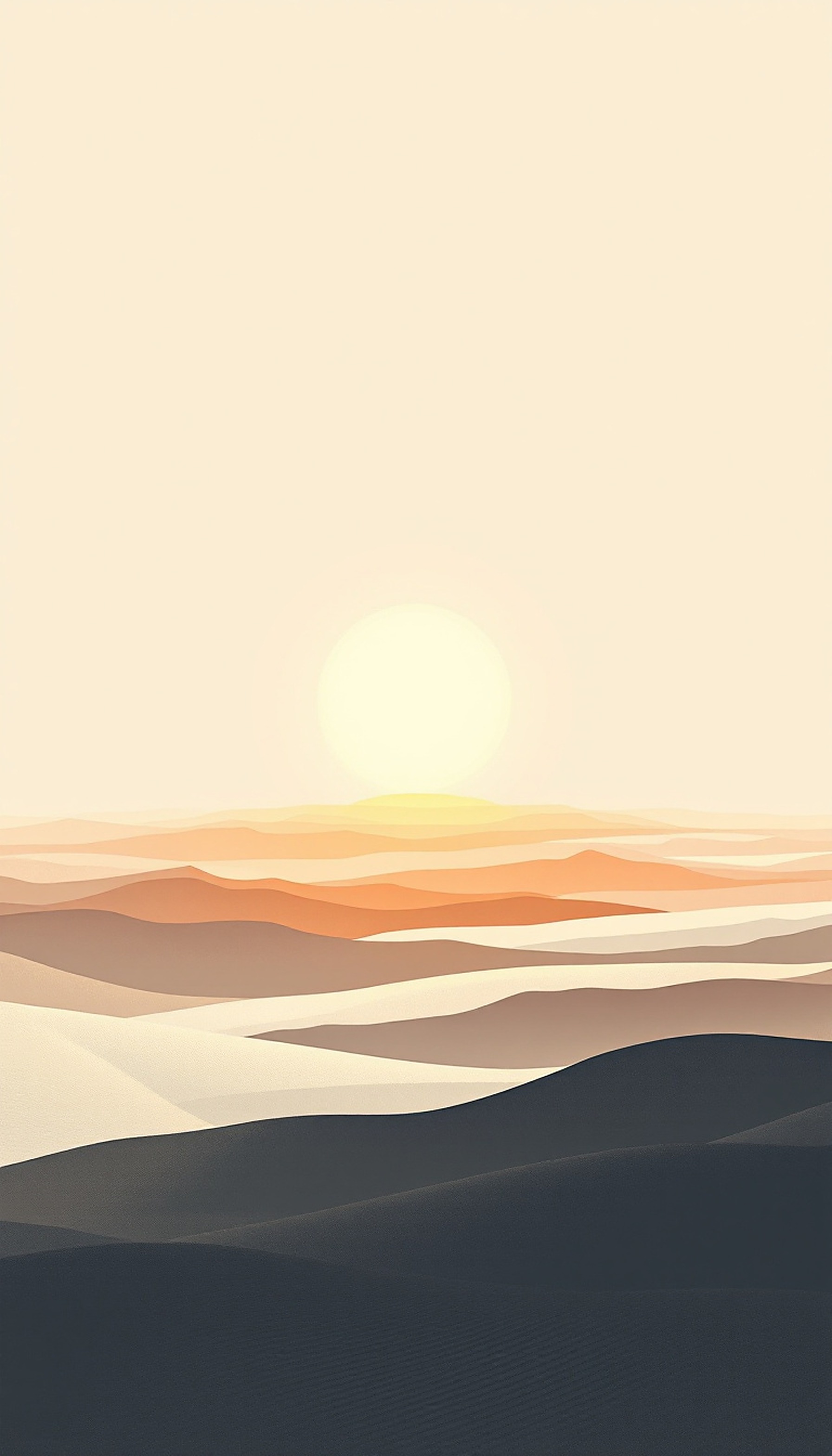 Minimal Desert Sunrise Landscape Wallpaper, desert wallpaper, sunrise wallpaper, minimalist landscape, abstract dunes, warm tones, calm aesthetic
