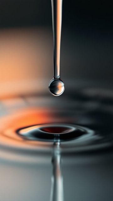 Macro Water Drop Reflection and Ripples