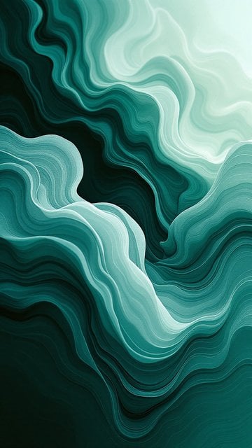 Abstract Teal Waves Fluid Art