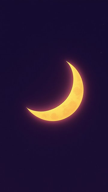 Minimal Glowing Crescent Moon Night Sky
