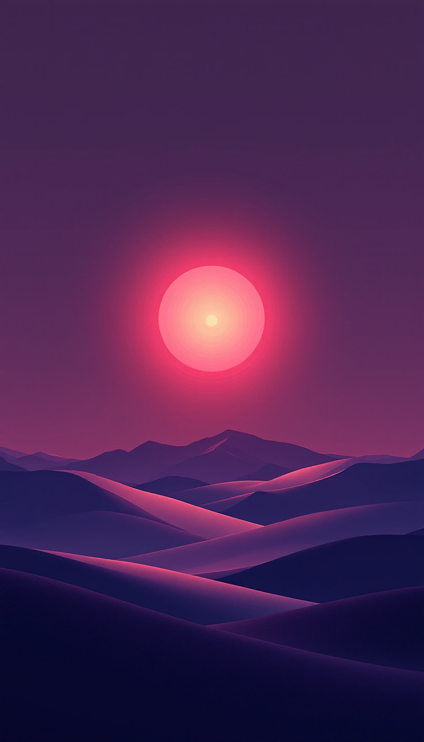 Minimal Desert Sunset Pink Purple Gradient, minimalist desert, sunset wallpaper, pink purple gradient, abstract landscape, dune art, aesthetic phone background