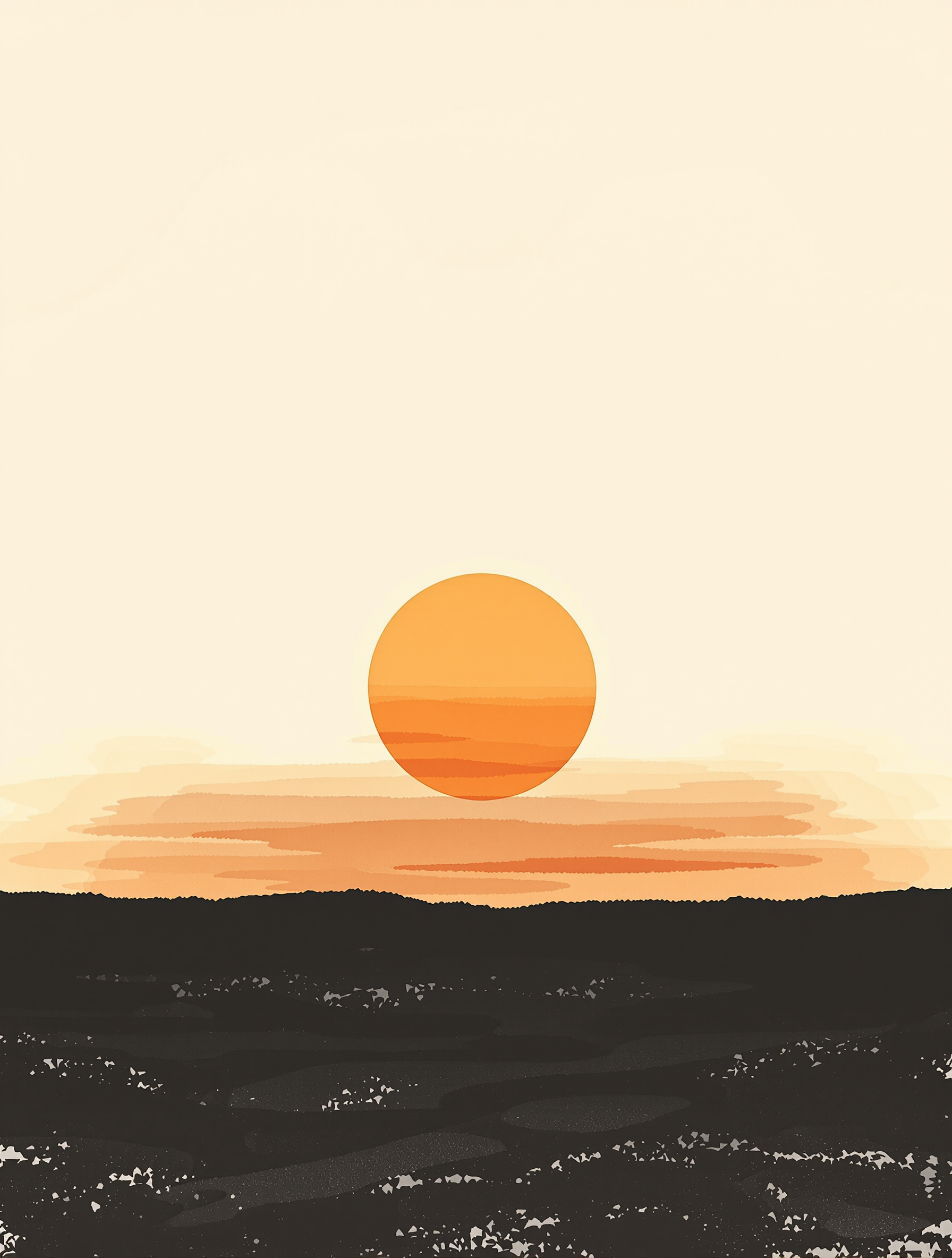Minimal Sunset Landscape Phone Wallpaper, minimalist, sunset, landscape, abstract, orange, cream