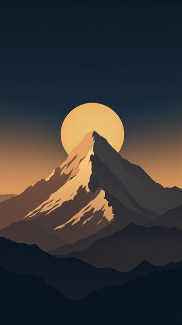 Minimalist Mountain Sunset Aesthetic Wallpaper