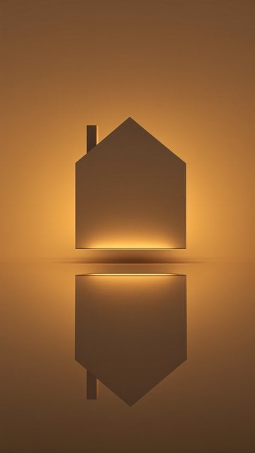 Minimal Golden House Icon Reflection 3D Render