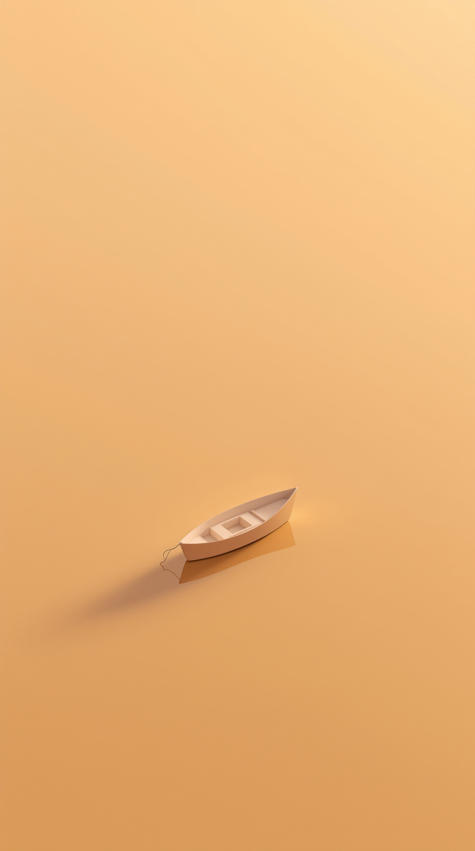 Minimalist Boat on Pastel Orange Water, minimalist, boat, pastel orange, orange, monochromatic, calm