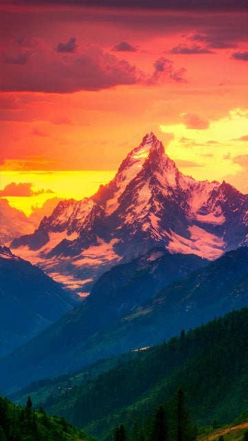Vibrant Alpine Peak Sunset Mobile Wallpaper