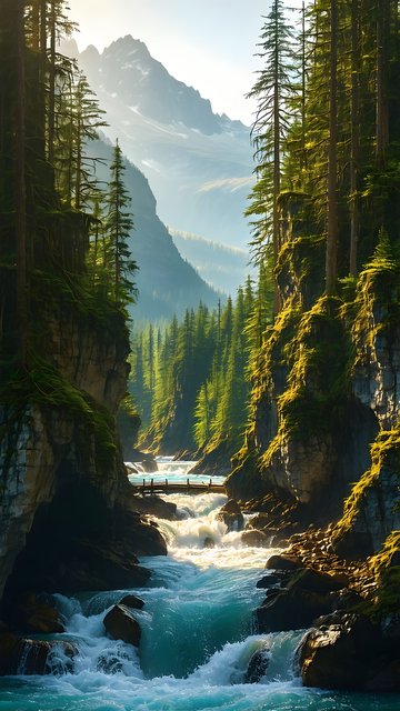 Majestic Mountain River Gorge Wallpaper