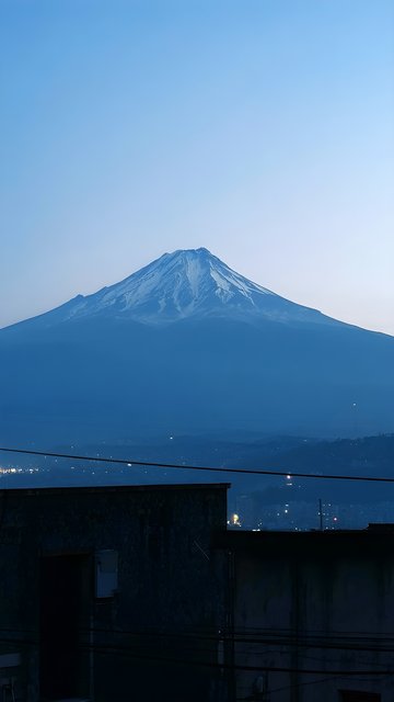 Mount Fuji Blue Hour Landscape with City Lights