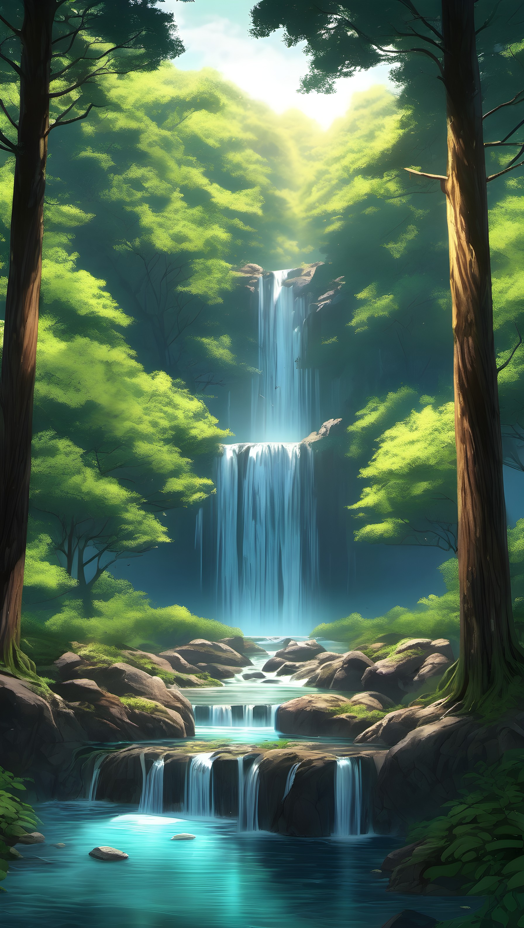 Enchanted Forest Waterfall | Lush Nature Wallpaper, waterfall, forest, nature, lush, serene, magical