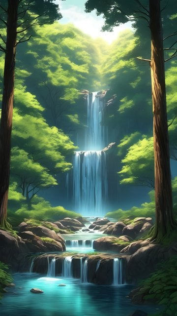 Enchanted Forest Waterfall | Lush Nature Wallpaper