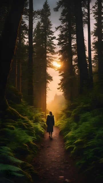 Enchanting Forest Path Golden Hour Journey