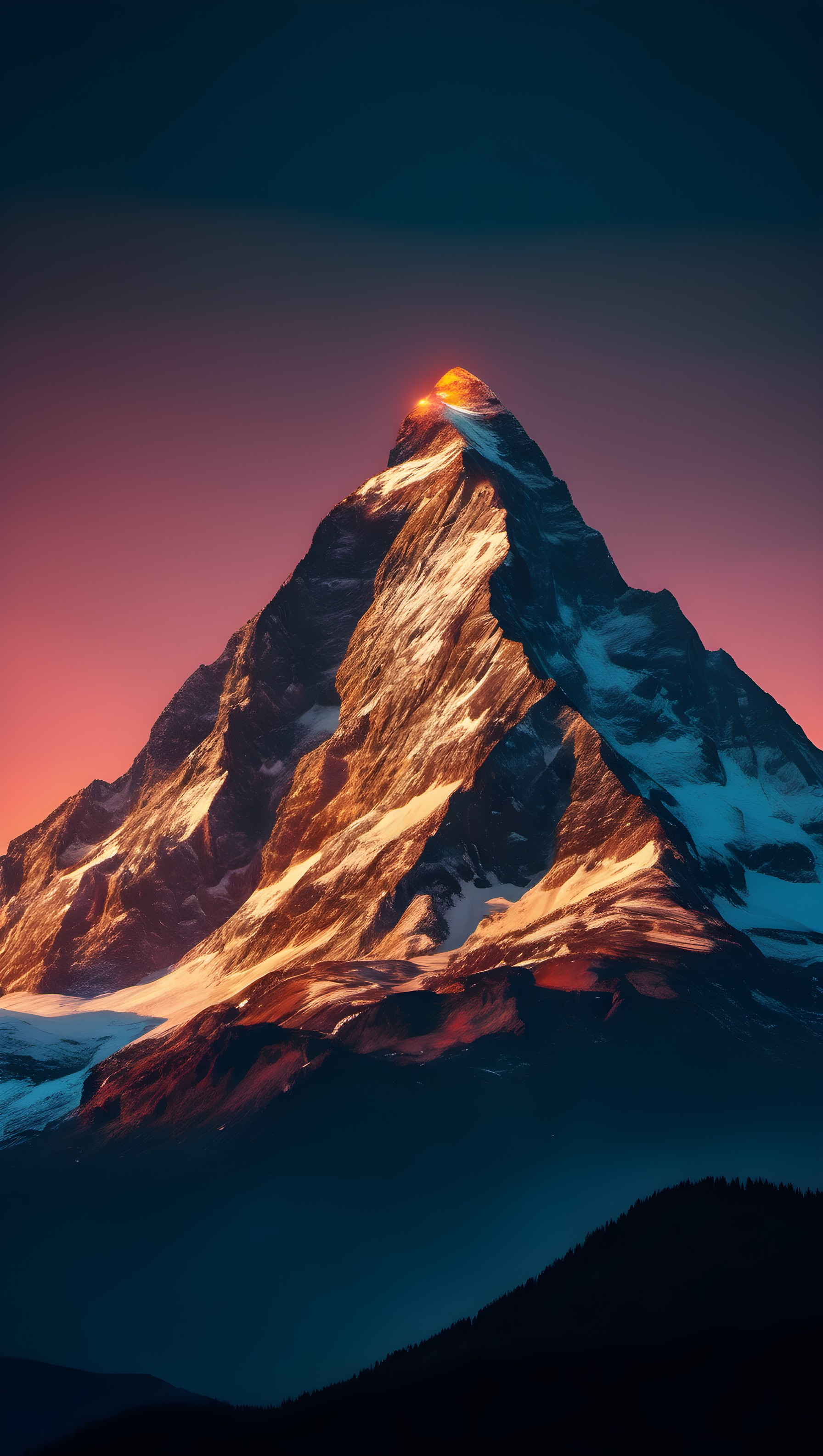 Majestic Mountain Peak Golden Hour Wallpaper, mountain, peak, sunrise, sunset, golden hour, snow