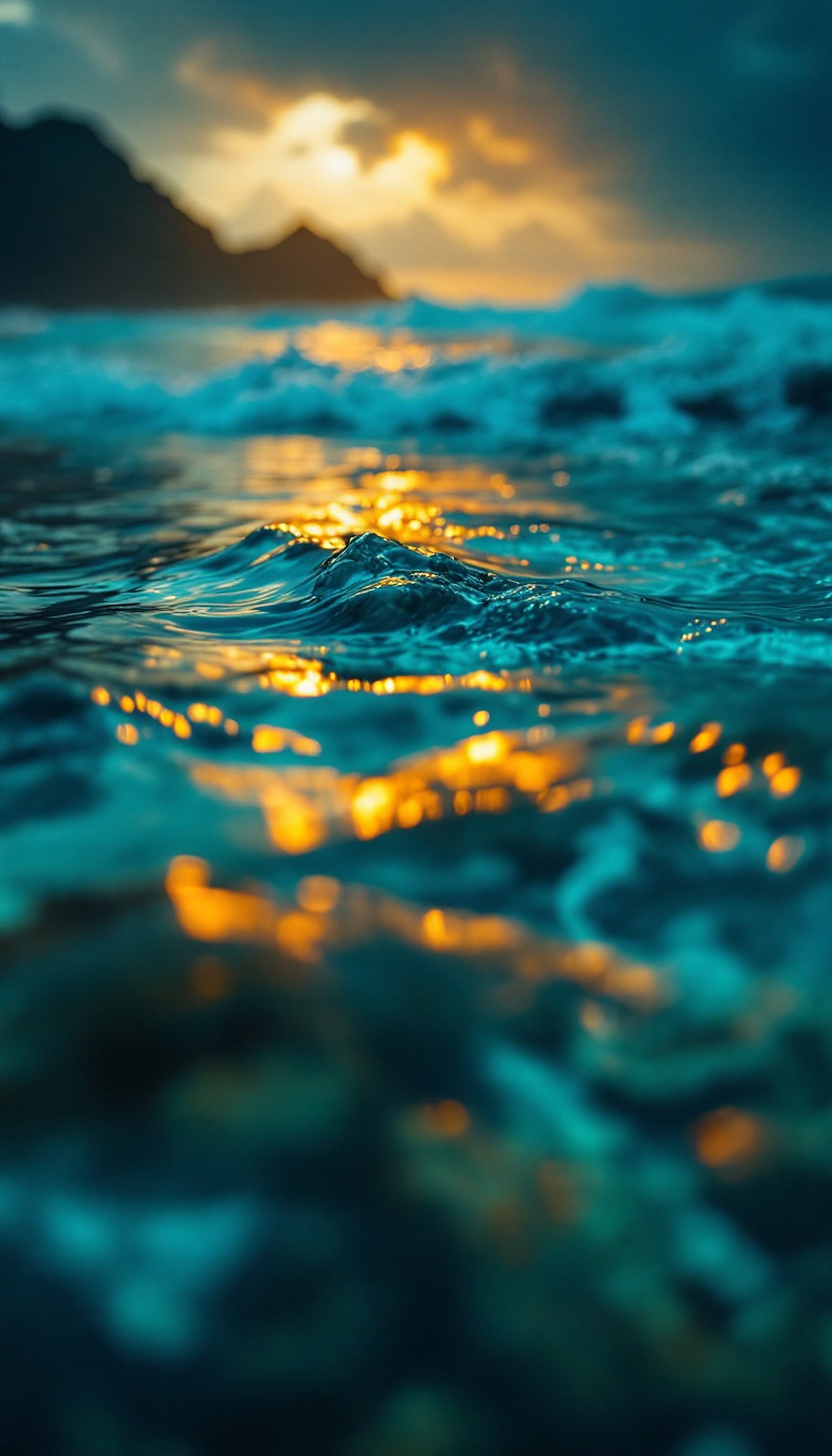 Ocean Sunset Waves Teal Orange, ocean waves, sunset, teal water, golden hour, sea, nature wallpaper